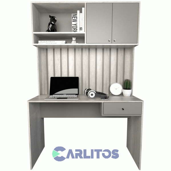 Escritorio Varillado Con Alzada Tables Cod:3104 Nevado y Gris