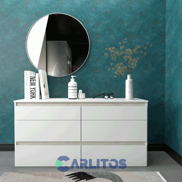 Comoda Tables 6 Cajones 1.28 Mts Linea Home Cod: 3113-Bm-Blanco