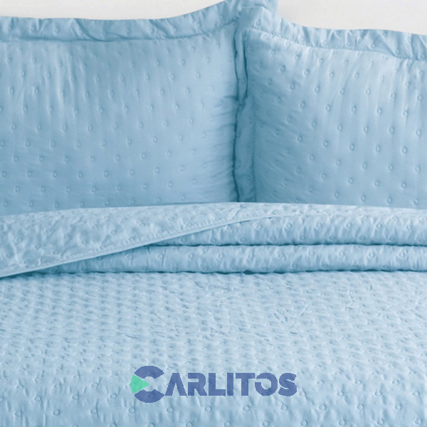 Cubrecama Queen Size Mantra Prewash Dots Wash Gris Claro