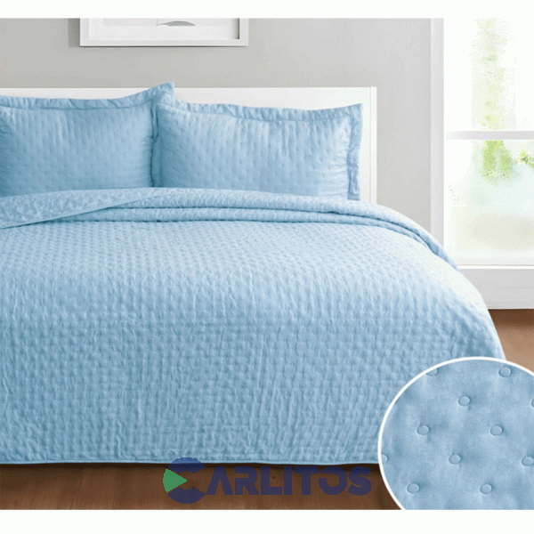 Cubrecama Queen Size Mantra Prewash Dots Wash Gris Claro