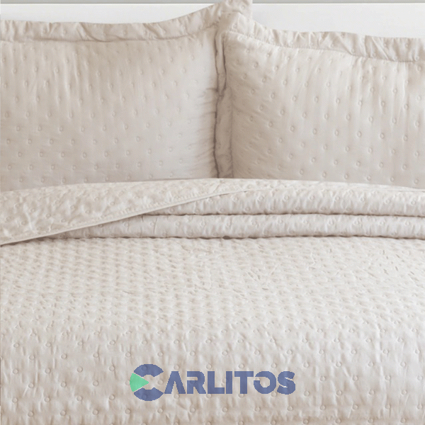 Cubrecama Queen Size Mantra Prewash Dots Wash Ivory