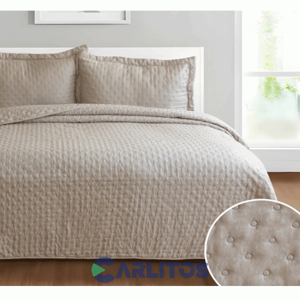 Cubrecama Twin Size Mantra Prewash Dots Wash Beige