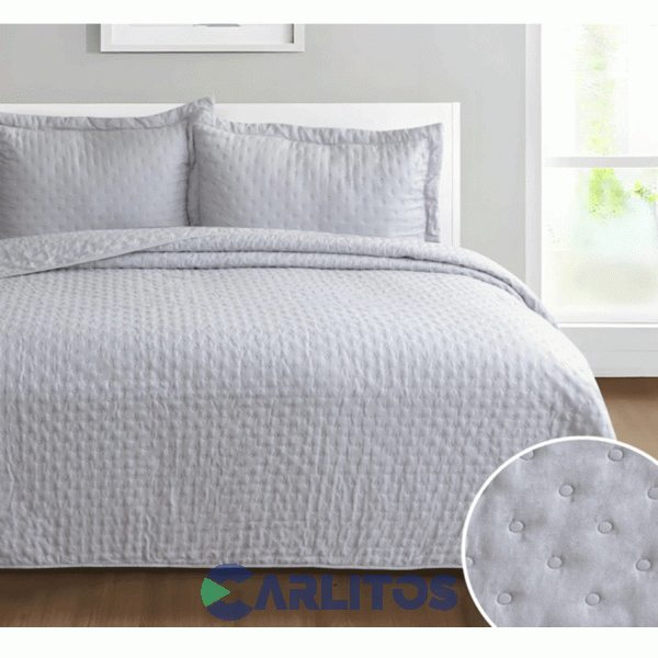 Cubrecama Twin Size Mantra Prewash Dots Wash Gris Claro