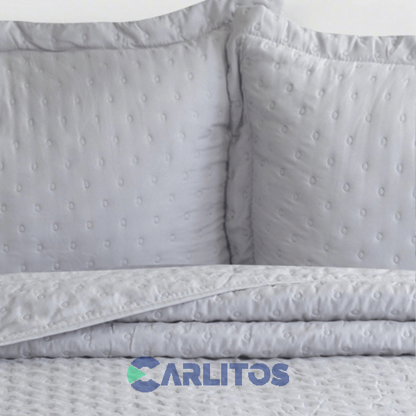 Cubrecama Twin Size Mantra Prewash Dots Wash Gris Claro