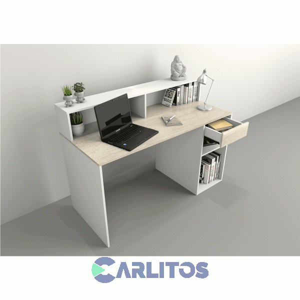 Escritorio Tables Con Repisa Cod: 3049 Nevado-Blanco