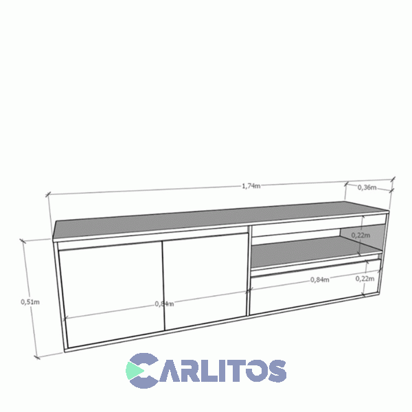 Rack Tables Tv Linea Terrae 1.75 Mts Cod: 4028-Ccg-Cocobolo-Gris C.