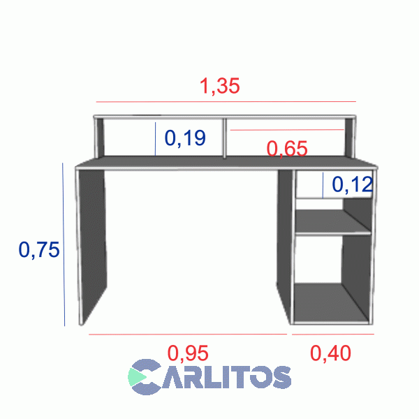 Escritorio Tables Con Repisa Cod: 3049-Ev Blanco