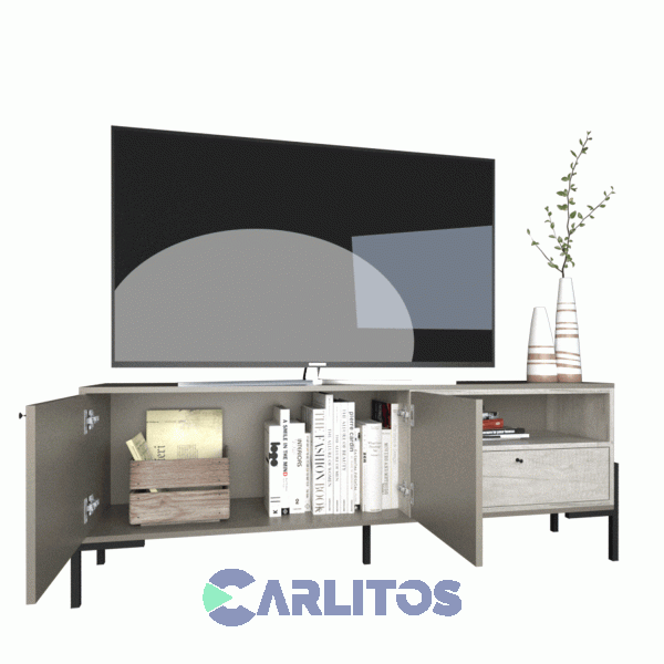Rack Tv Metalwood 1.50 Mts Tables Cod: 4251 Gris-Nevado