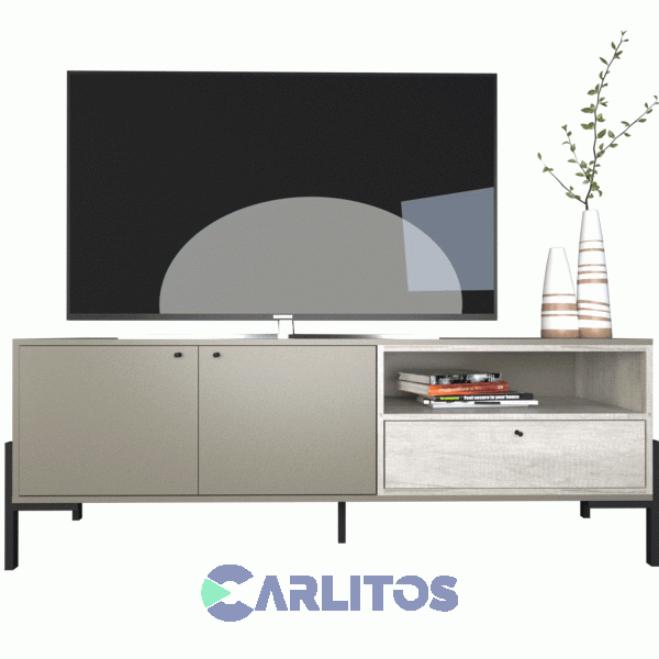 Rack Tv Metalwood 1.50 Mts Tables Cod: 4251 Gris-Nevado