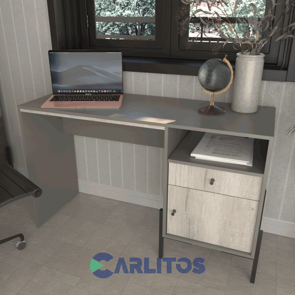 Escritorio Tables Metalwood 1 Cajon 1 Puerta 1.25 Mts Cod: 4255-Gcn Gris-Nevado