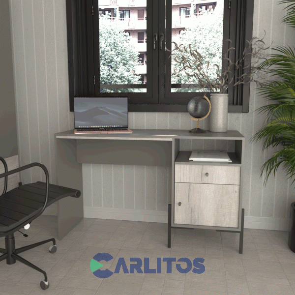 Escritorio Tables Metalwood 1 Cajon 1 Puerta 1.25 Mts Cod: 4255-Gcn Gris-Nevado
