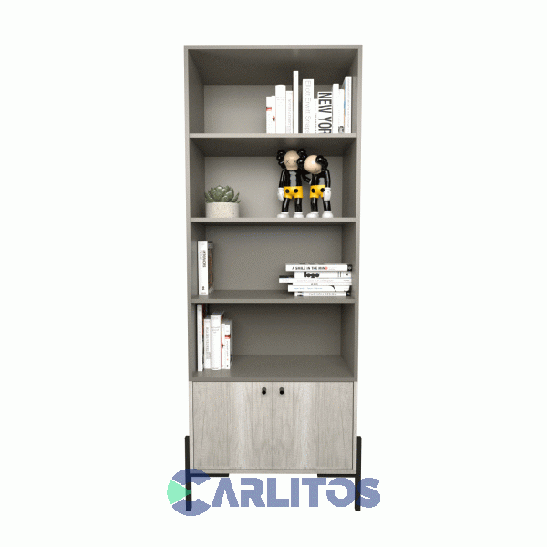 Biblioteca Metalwood Puertas Bajas Tables Cod: 4256-Gcn Gris-Nevado