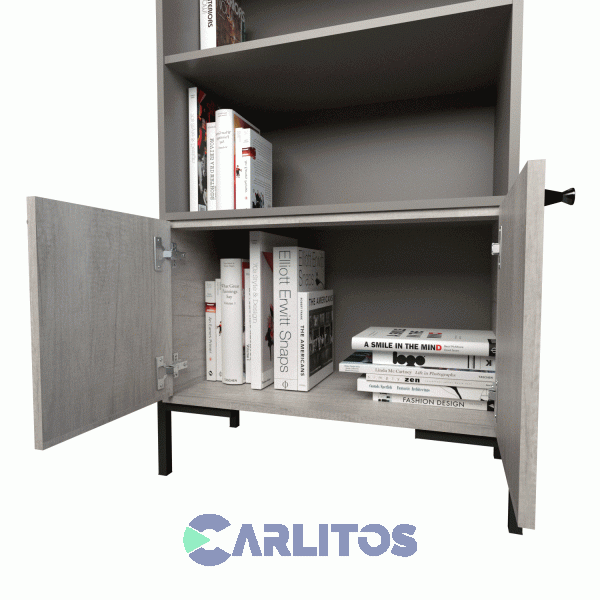 Biblioteca Metalwood Puertas Bajas Tables Cod: 4256-Gcn Gris-Nevado