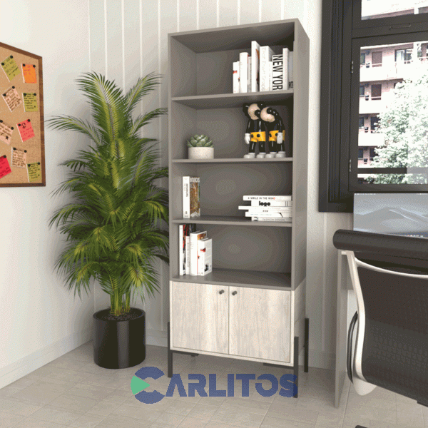 Biblioteca Metalwood Puertas Bajas Tables Cod: 4256-Gcn Gris-Nevado