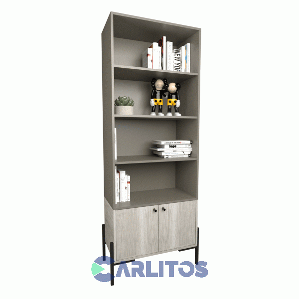 Biblioteca Metalwood Puertas Bajas Tables Cod: 4256-Gcn Gris-Nevado