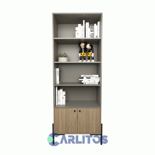 Biblioteca Metalwood Puertas Bajas Tables Cod: 4256-Cgo Gris-Olmo Finlandes