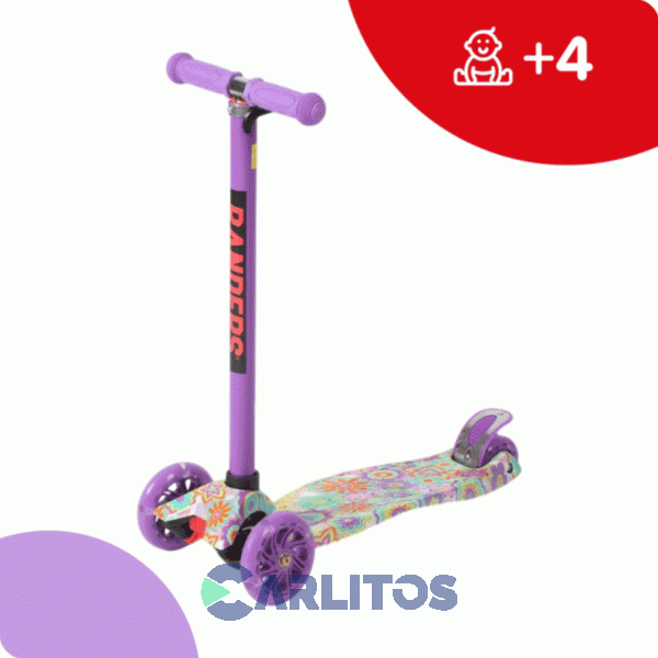 Monopatin Scooter Randers 3 Ruedas Con Luces Rod-8800-Lila