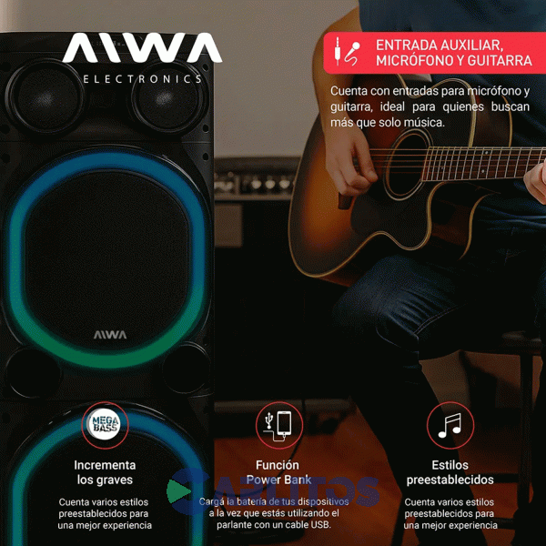Parlante Torre Aiwa Con Bluetooth Y Bateria 18000 Watts Pmpo Aw-T512