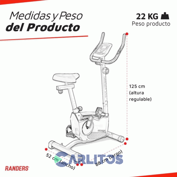 Fitness Bicicleta Magnetica Con Pulso Randers Arg-456