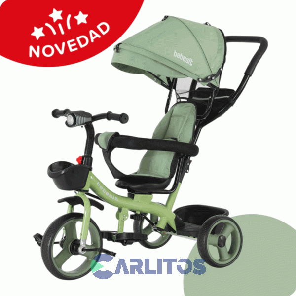 Triciclo Con Barral Y Capota-Asiento Giratorio 360&deg; Verde Claro Bebesit Sl-1870-V1N