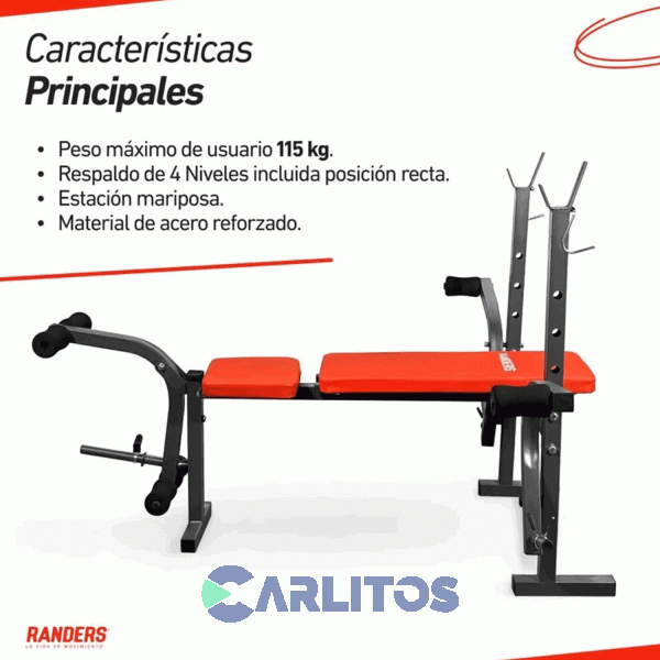 Fitness Banco Randers De Pesas Plegable - Estacion Mariposa Y Scott  Arg-140-X