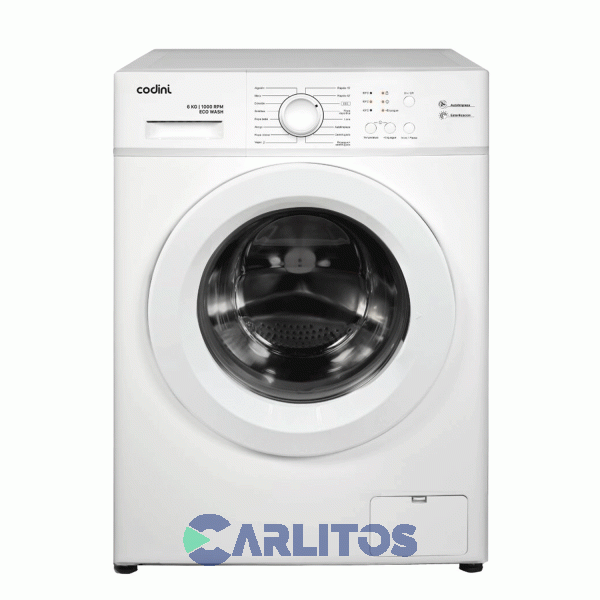 Lavarropa Carga Frontal Codini Inverter 6 KG - 1000 RPM Blanco Aiafe6010b