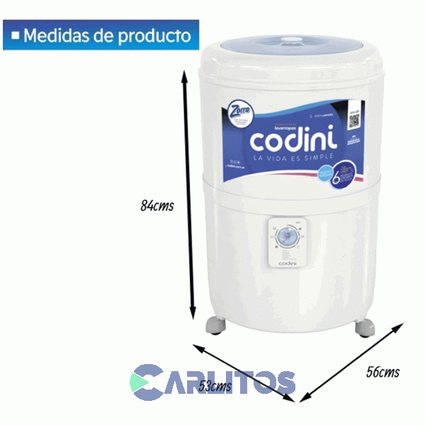 Lavarropa Carga Superior Codini Silent 10 KG Blanco 4051