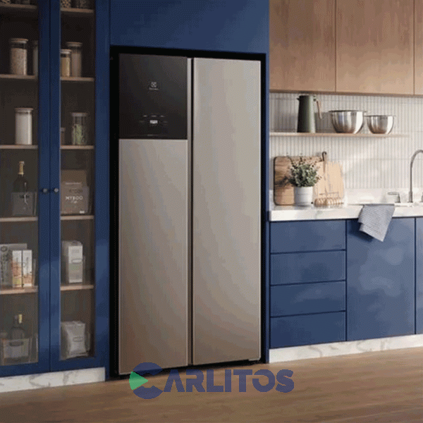 Heladera No Frost Side By Side Electrolux Inverter 430 Litros Gris Plata Es40s