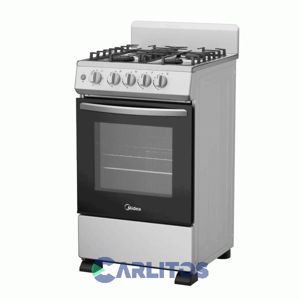 Cocina A Gas Midea 50 CM - 4 Hornallas Plata 20tmg4pgar1