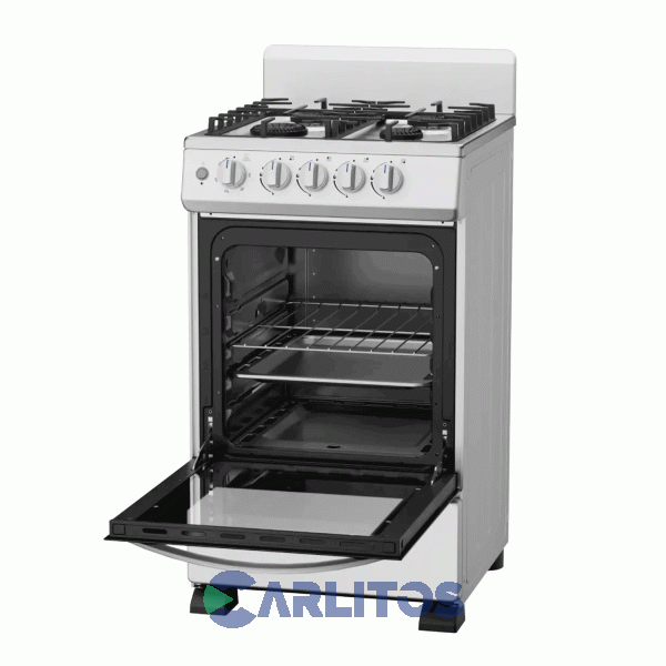 Cocina A Gas Midea 50 CM - 4 Hornallas Plata 20tmg4pgar1
