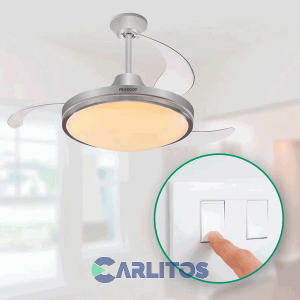 Ventilador De Techo Retractil Peabody Acero Palas  Acrilico Con Led Pe-Vtrdc425s