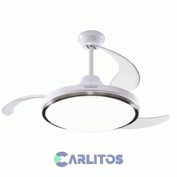 Ventilador De Techo Retractil Peabody Acero Palas  Acrilico Con Led Pe-Vtrdc425s