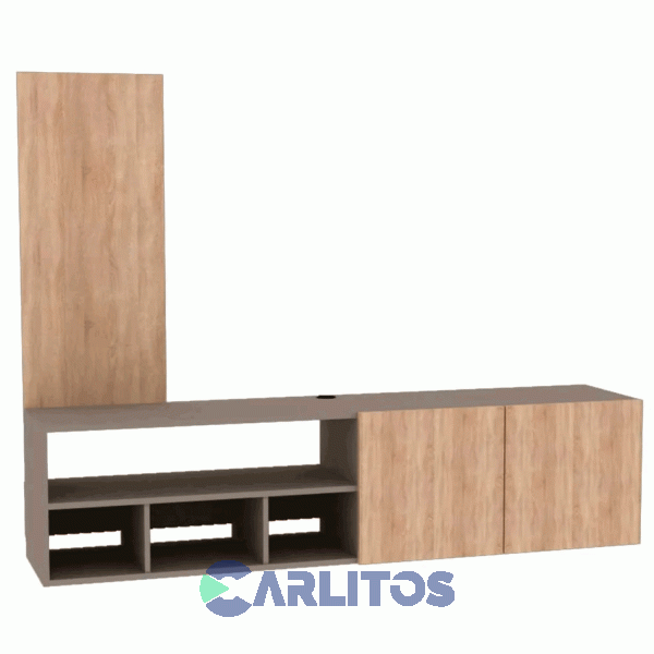 Mueble Para TV Con Luz Led 1.81 Mts Fiplasto Gris y Roble Claro