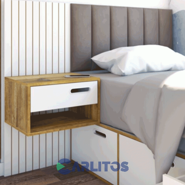 Mesa De Luz Flotante Linea Nordic La Esperanza Atakama Y Laqueado Blanco