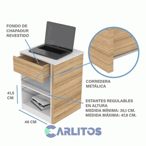 Escritorio Plegable Fiplasto ES1007 Coco y Blanco