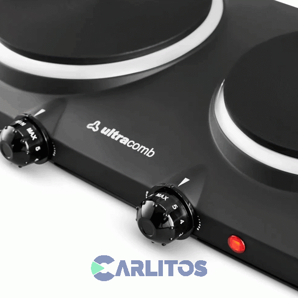 Anafe Portatil Electrico Ultracomb Negro 2250 Watts - 2 Hornallas An-6600