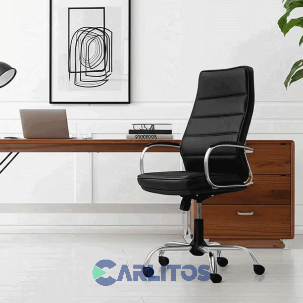 Sillon De Oficina Monet Portantino 901 Base Cromada Tapizado Negro