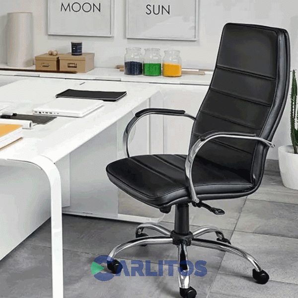 Sillon De Oficina Monet Portantino 901 Base Cromada Tapizado Negro