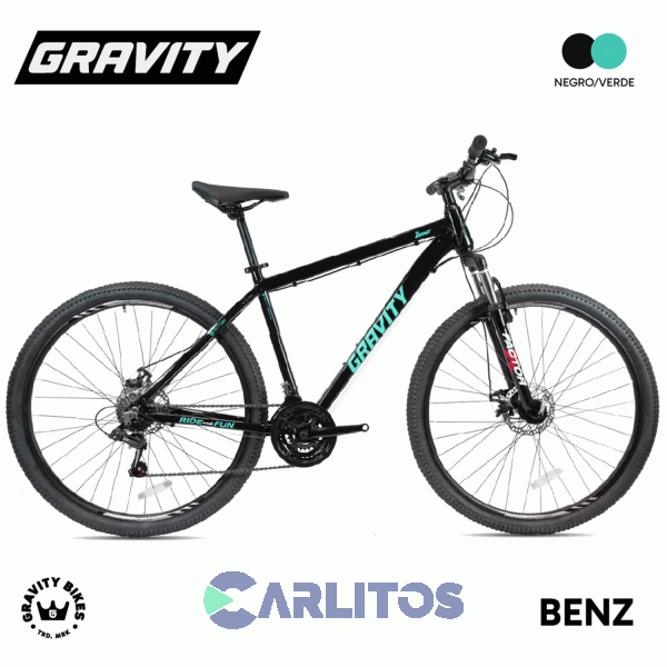 Bicicleta Gravity Todo Terreno Disco Mtb R 29" Benz Nv Negro Y Verde