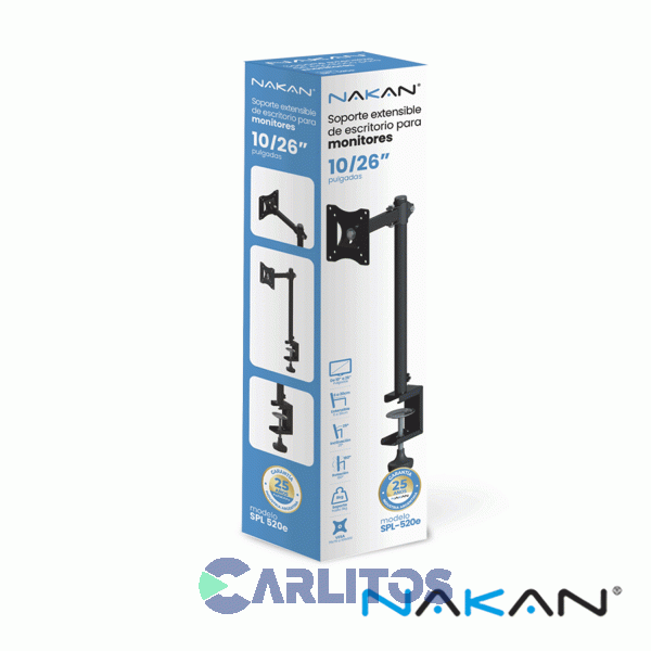 Soporte De Escritorio Nakan Extensible Y Giratorio Spl-520e
