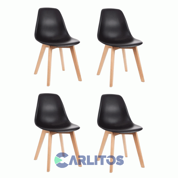 Combo X 4 Sillas Magnolia Garden Life Negra F908601x4