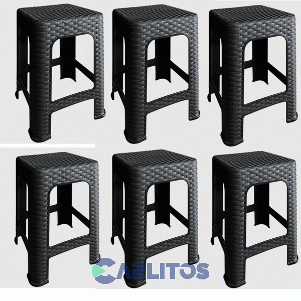 Combo X 6 Banquitos Nr Simil Ratan Lion Negro