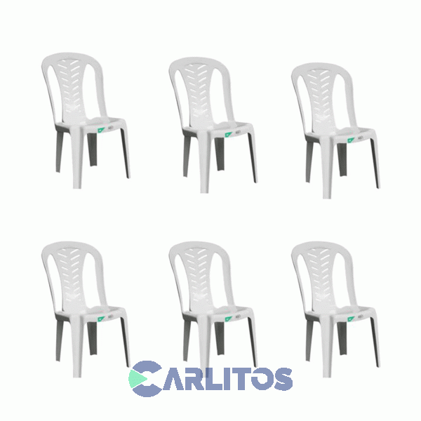 Combo X 6 Sillas Pvc Nr Color Blanca Living