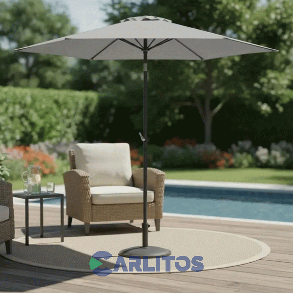 Sombrilla Steel Home 2.70 Mts- Tela Poli&eacute;ster Blanca