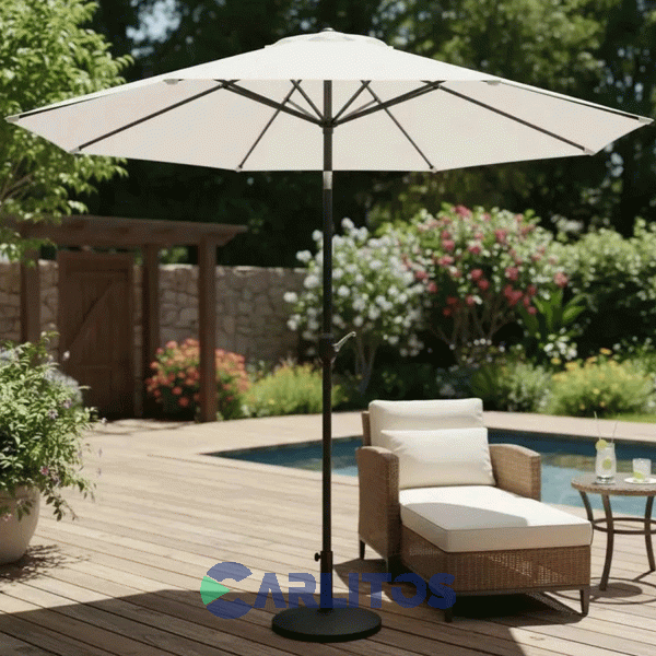 Sombrilla Steel Home 2.70 Mts- Tela Poli&eacute;ster Blanca