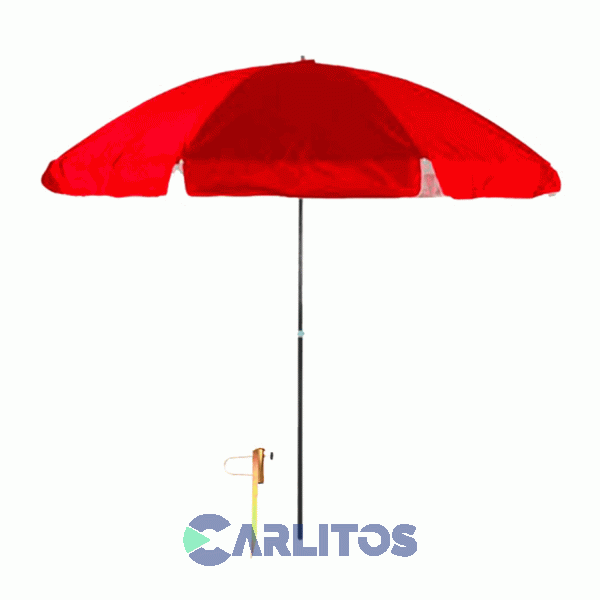 Sombrilla 2.00 Metros - Tela Polyester Con Estaca  Steel Home Shsombuv2m-r Roja