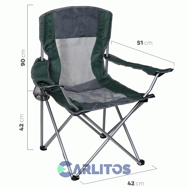 Sillon Director Plegable Con Funda Y Apoya Vaso Waterdog Cha96086gm Verde