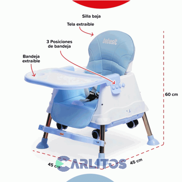 Silla De Comer Bebesit Dise&ntilde;o Booster 6250-C Celeste