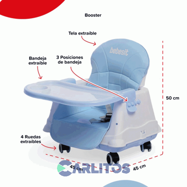 Silla De Comer Bebesit Dise&ntilde;o Booster 6250-C Celeste