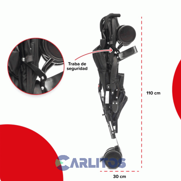 Coche De Paseo Bebesit Paraguas Neuf 1058-D Negro Con Rojo